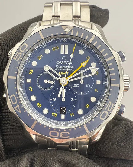 Omega Seamaster Diver 300M GMT Chronograph 44MM Blue Dial Steel Bracelet (212.30.44.52.03.001)
