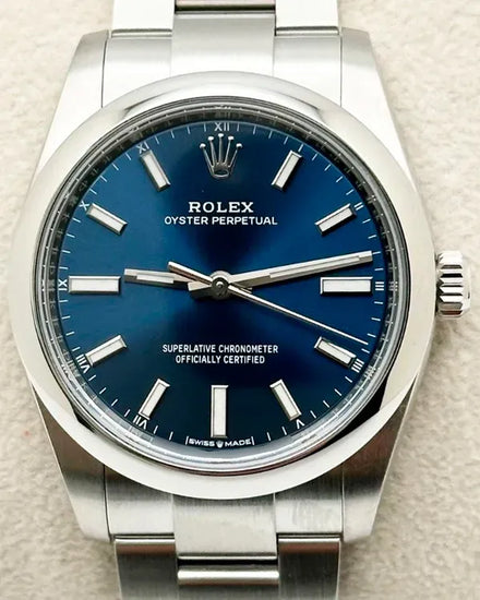 2023 Rolex Oyster Perpetual 34MM Blue Dial Oyster Bracelet (124200)