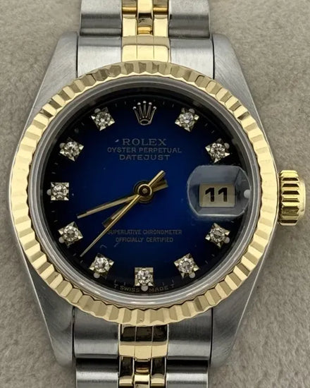 1995 (S Serial) Rolex Lady-Datejust 26MM Blue "Ombré" Dial Two-Tone Jubilee Bracelet (69173)