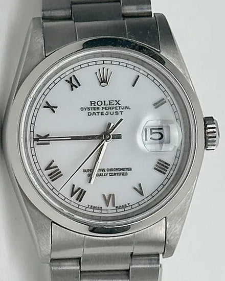 1995 (W Serial) Rolex Datejust 36MM White Dial Oyster Bracelet (16200)