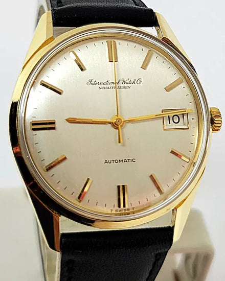 IWC Schaffhausen Vintage 34MM Aged White Dial Aftermarket Leather Strap (R810A)