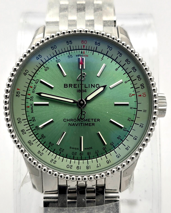 Breitling Navitimer 35MM Mint Green Dial Steel Bracelet (A17395361L1A1)