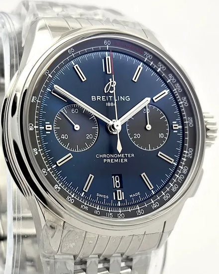 2025 Breitling Premier B01 Chronograph 42MM Blue Dial Steel Bracelet (AB0118A61C1A1)