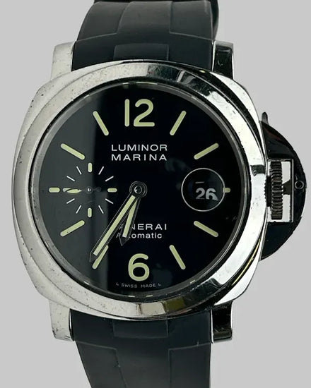 Panerai Luminor Marina 44MM Black Dial Aftermarket Rubber Strap (PAM00104)