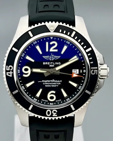 No Reserve - 2019 Breitling Superocean II 42MM Black Dial Rubber Strap (A17366021B1S1)