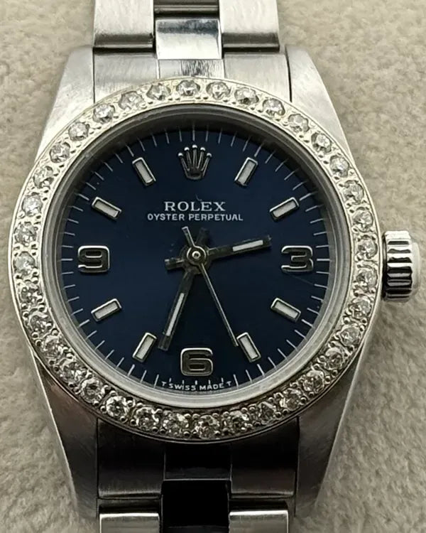 2002 (Y Serial) Rolex Oyster Perpetual 24MM Blue Dial Oyster Bracelet (76080)