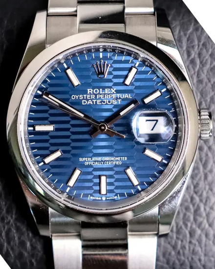 2023 Rolex Datejust 36MM Blue "Fluted Motif" Dial Oyster Bracelet (126200)