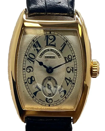 Franck Muller Cintrée Curvex Chronometro 18k Gold 25MM Silver Dial Leather Strap (1752 S6)