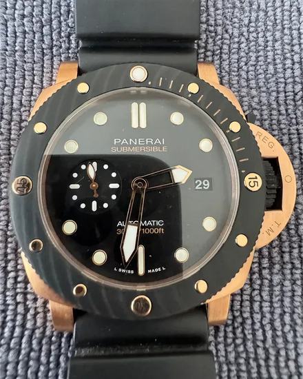 2021 Panerai Submersible 44MM Black Dial Rubber Strap (PAM01070)