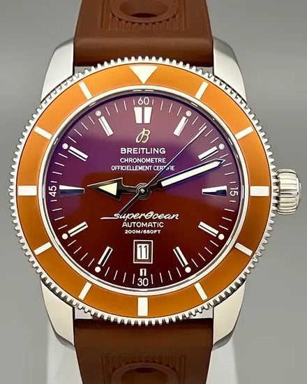 No Reserve - 2014 Breitling Superocean Heritage 46MM Orange Dial Rubber Strap (A17320)