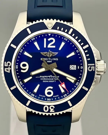 No Reserve - 2020 Breitling Superocean 42MM Blue Dial Rubber Strap (A17366D81C1S1)