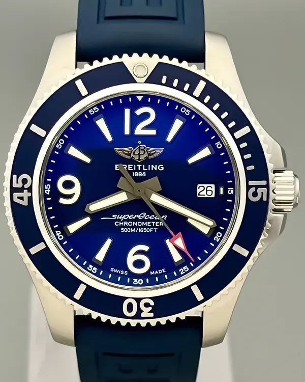 No Reserve - 2020 Breitling Superocean 42MM Blue Dial Rubber Strap (A17366D81C1S1)