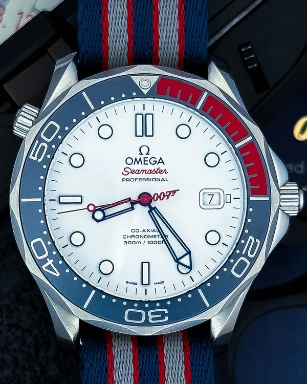 2017 Omega Seamaster Diver 300M "Bond 007 Commander's Watch" L.E. 41MM White Dial Textile Strap (212.32.41.20.04.001)