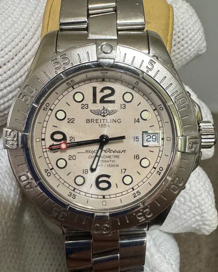 No Reserve- Breitling Superocean 42MM Silver Dial Steel Bracelet (A17360)