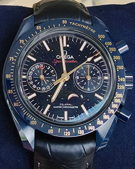 2023 Omega Speedmaster Moonphase "Blue Side of the Moon" 44.25MM Aventurine Dial Leather Strap (304.93.44.52.03.002)