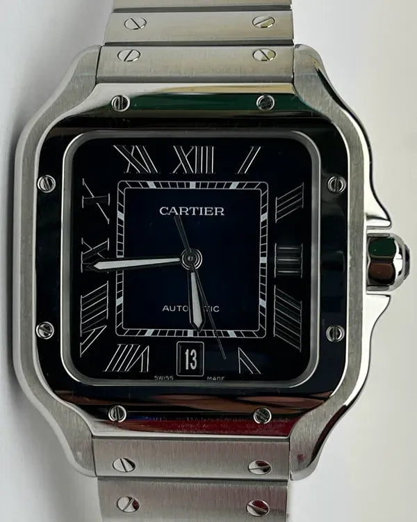 2022 Cartier Santos de Cartier 39.8MM Blue Dial Steel Bracelet (WSSA0030)