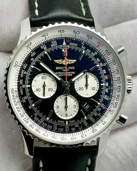 2015 Breitling Navitimer Chronograph 46MM Black Dial Leather Strap (AB012721/BD09)