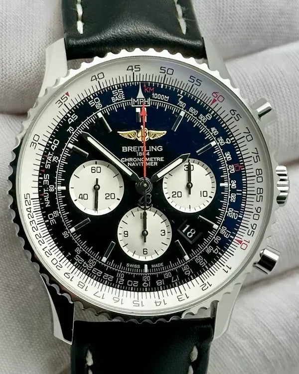 2015 Breitling Navitimer Chronograph 46MM Black Dial Leather Strap (AB012721/BD09)