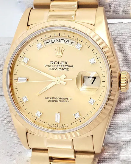 Rolex Day-Date 36MM Champagne Dial Yellow Gold President Bracelet (18238)