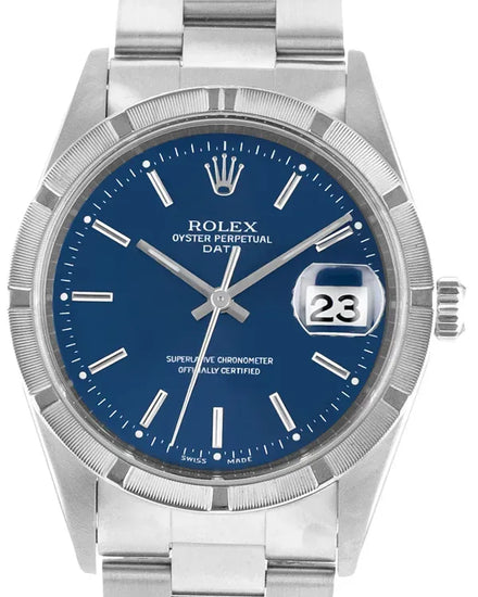 2000 Rolex Oyster Perpetual Date 34MM Blue Dial Oyster Bracelet (15210)