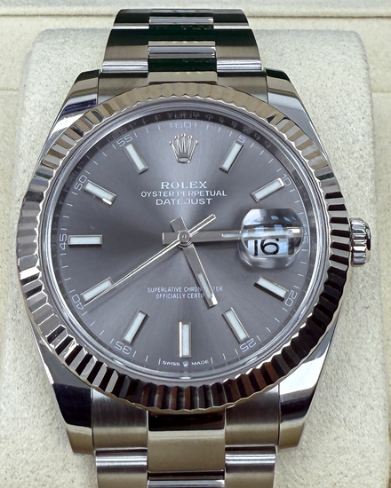 2022 Rolex Datejust 41MM Rhodium Dial Oyster Bracelet (126334)