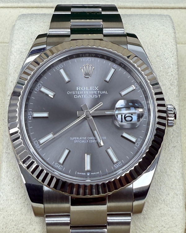 2022 Rolex Datejust 41MM Rhodium Dial Oyster Bracelet (126334)