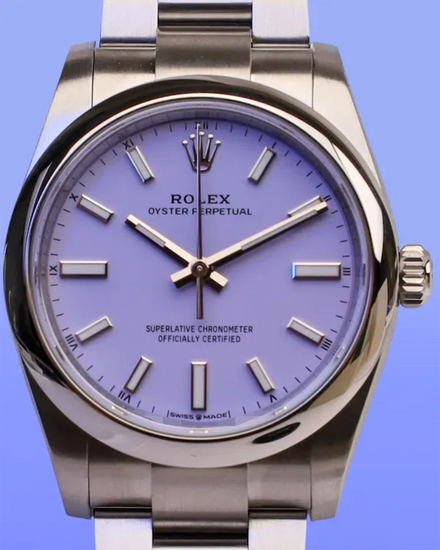 2025 Rolex Oyster Perpetual 34MM Lavender Dial Oyster Bracelet (124200)