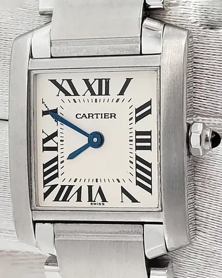 Cartier Tank Française 20MM Quartz White Dial Steel Bracelet (2384)