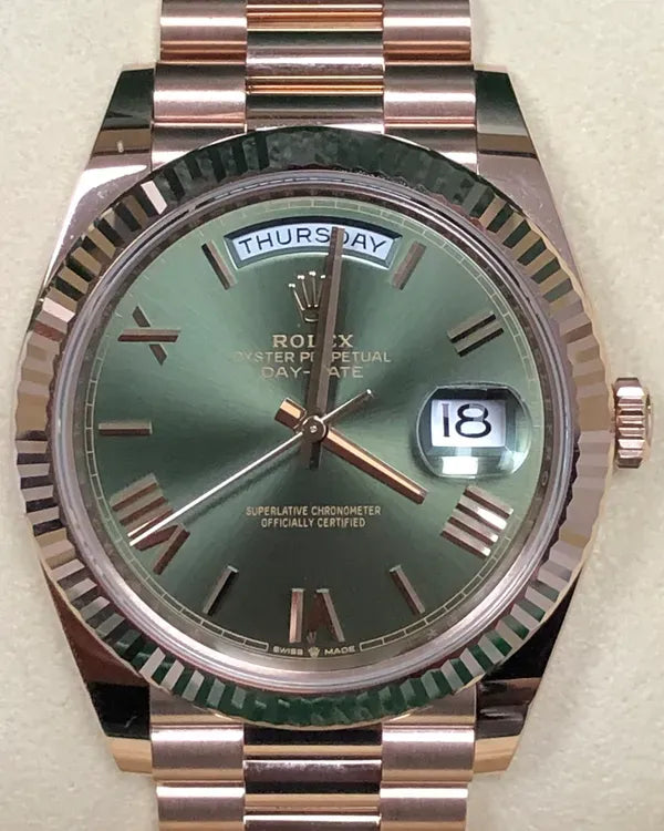 2019 Rolex Day-Date 40MM Green Dial Rose Gold President Bracelet (228235)