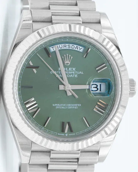 2022 Rolex Day-Date 40MM Green Dial White Gold President Bracelet (228239)