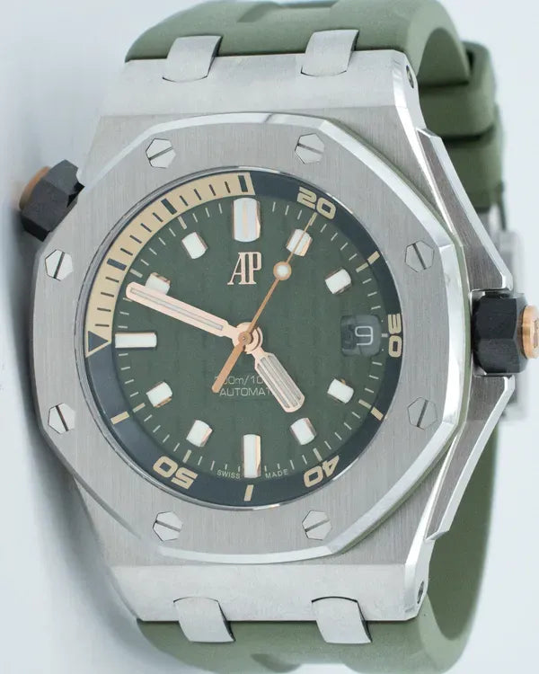 Audemars Piguet Royal Oak Offshore Diver 42MM Khaki Green Dial Rubber Strap (15720ST.OO.A052CA.01)