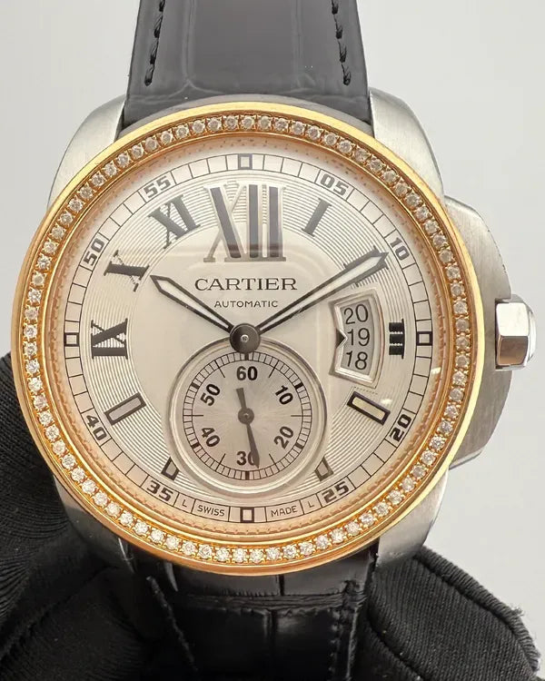 Cartier Calibre de Cartier 42MM Silver Dial Leather Strap (W7100039)