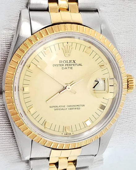 Rolex Oyster Perpetual Date 34MM Champagne Dial Two-Tone Jubilee Bracelet (15053)