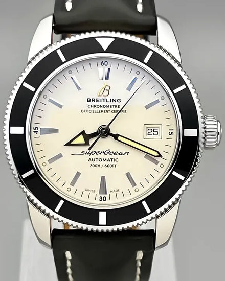 No Reserve - Breitling Superocean Heritage 42MM White Dial Leather Strap (A17321)