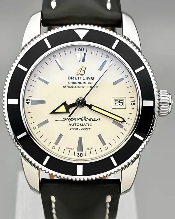 No Reserve - Breitling Superocean Heritage 42MM White Dial Leather Strap (A17321)