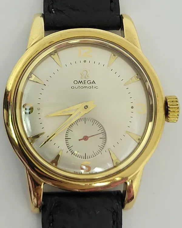 Omega Vintage 36.5MM Aged White Dial Aftermarket Leather Strap (2943-2)