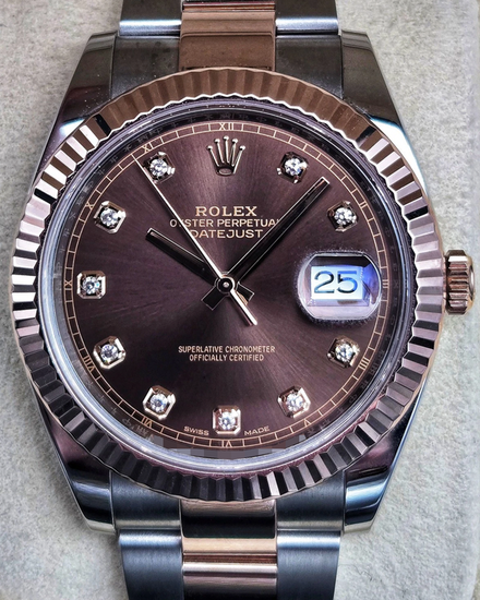 2016 Rolex Datejust 41MM Chocolate Dial Two-Tone Oyster Bracelet (126331)