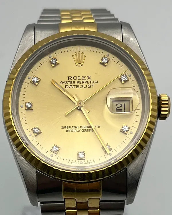 Rolex Datejust 36MM Aftermarket Champagne Dial Two-Tone Jubilee Bracelet (16233)