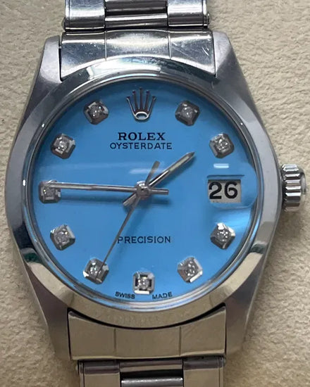 Rolex Oyster Precision Date 31MM Aftermarket "Tiffany" Blue Dial Oyster Bracelet (6466)