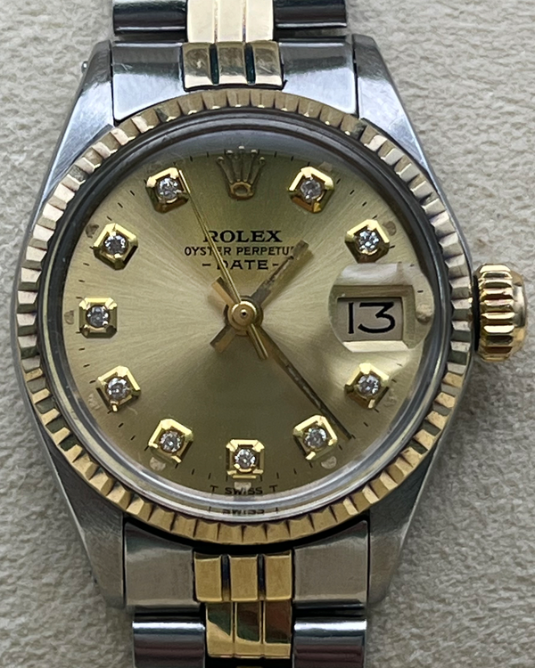 Rolex Oyster Perpetual Lady Date 26MM Aftermarket Champagne Dial Two-Tone Jubilee Bracelet (6517)