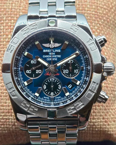 2012 Breitling Chronomat B01 44MM Blue Dial Steel Bracelet (AB0110)