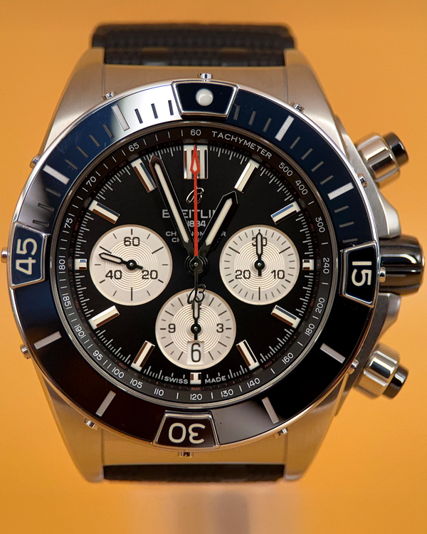 2025 Breitling Super Chronomat B01 44MM Black Dial Rubber Strap (AB0136251B1S1)