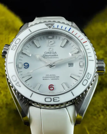2014 Omega Seamaster Planet Ocean 600M "Sochi 2014" L.E. 37.5MM White Dial Leather Strap (522.33.38.20.04.001)