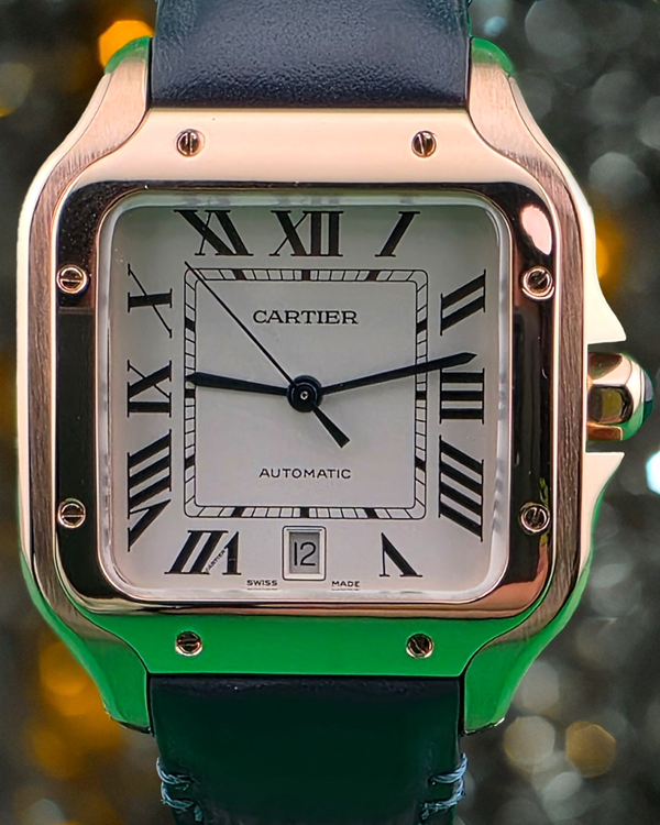 2018 Cartier Santos de Cartier 39.8MM Silver Dial Leather Strap (WGSA0011)