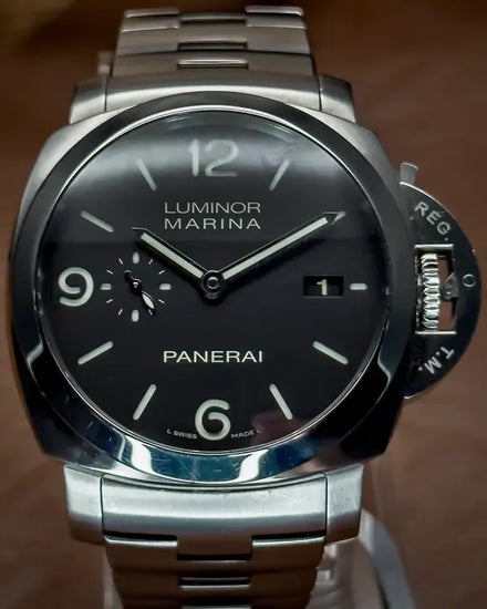 2011 Panerai Luminor Marina 44MM Black Dial Steel Bracelet (PAM00328)