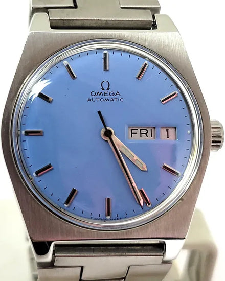 Omega Geneve Vintage 35MM Blue Dial Steel Bracelet (166.0120)