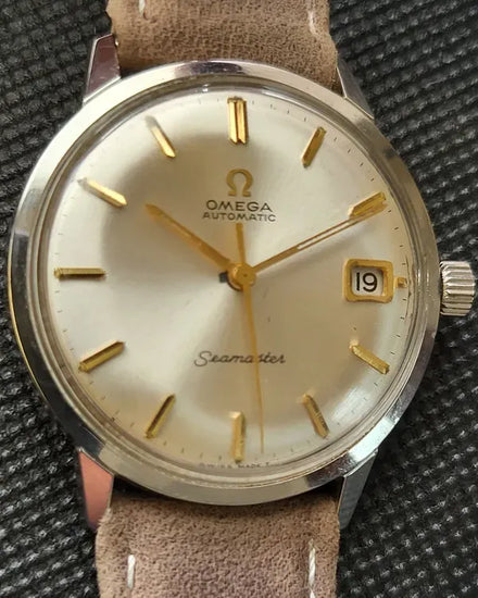 Omega Seamaster 34MM Silver Dial Aftermarket Leather Strap (166.001)