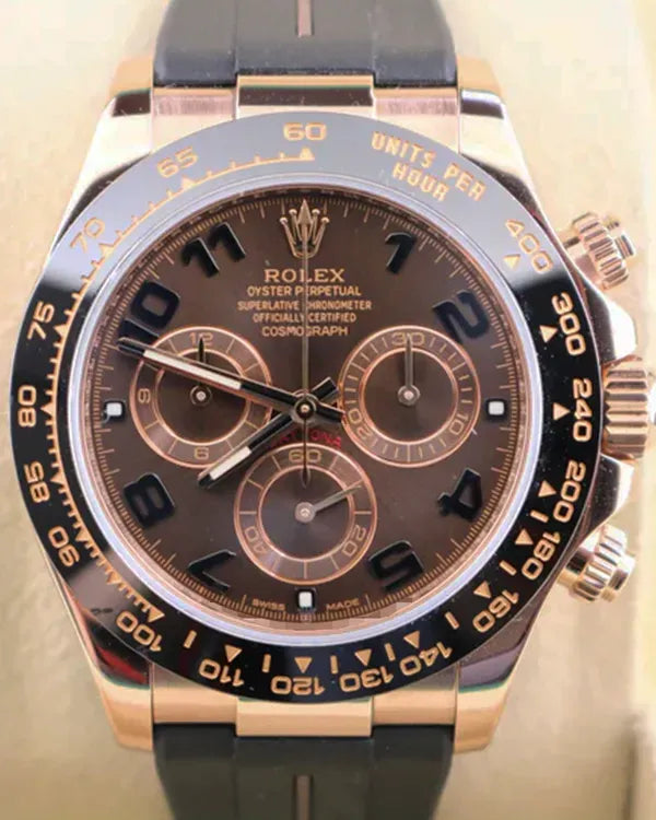 Rolex Cosmograph Daytona 40MM Chocolate Dial Aftermarket Rubber Strap (116515)