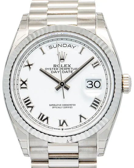 Rolex Day-Date 36MM White Dial White Gold President Bracelet (128239)
