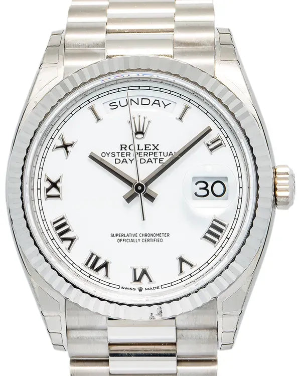 Rolex Day-Date 36MM White Dial White Gold President Bracelet (128239)
